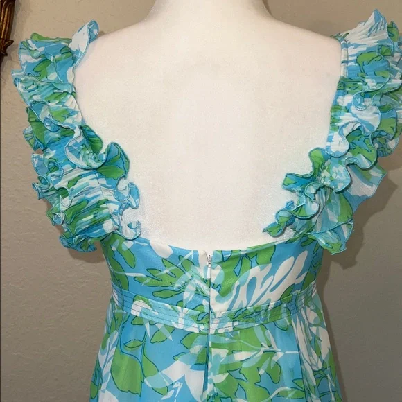EUC Lilly Pulitzer Chiffon Maxi Ruffle Empire Waist Size 6 - Picture 7 of 16